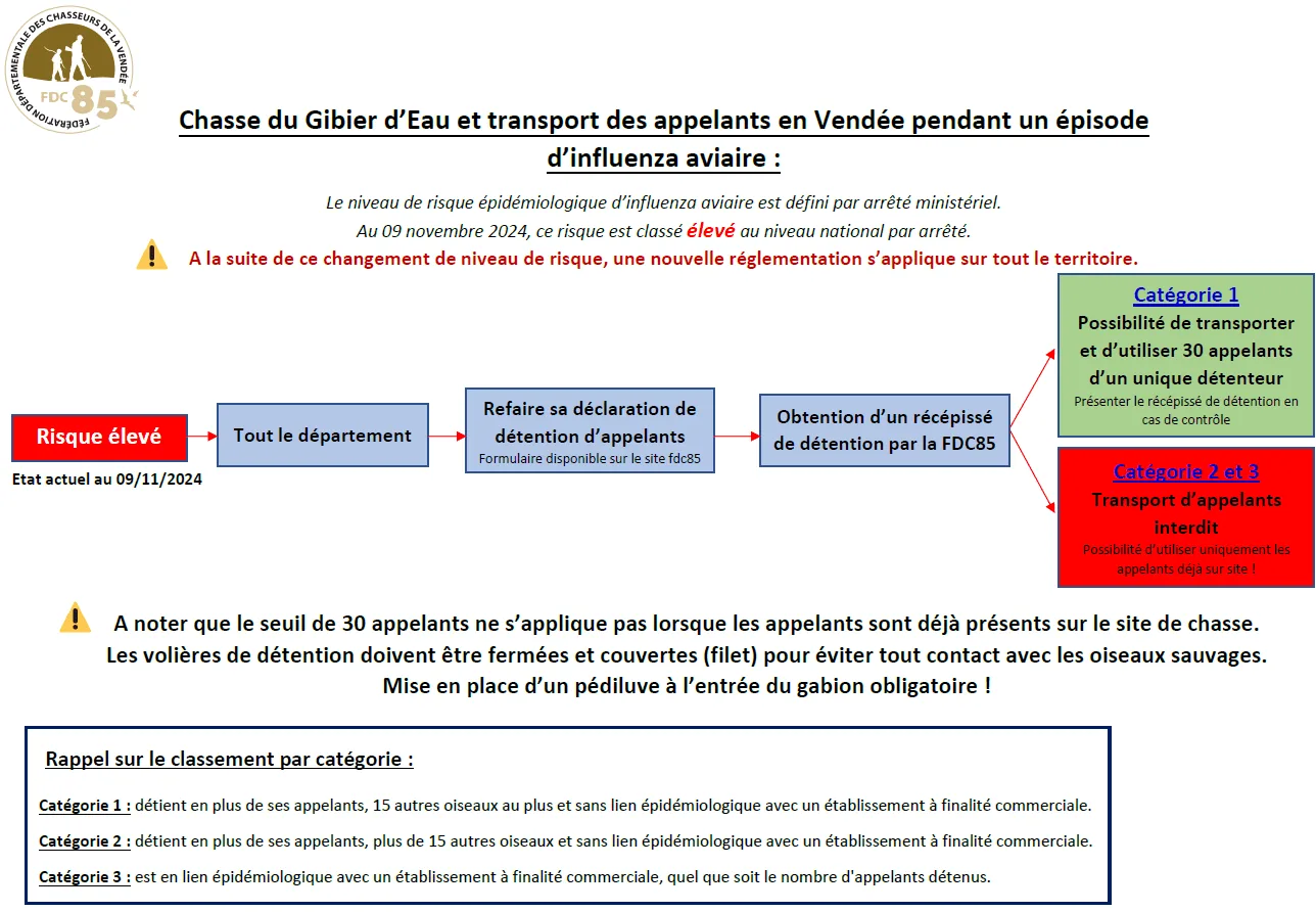 INFLUENZA AVIAIRE - PASSAGE RISQUE ÉLEVÉ