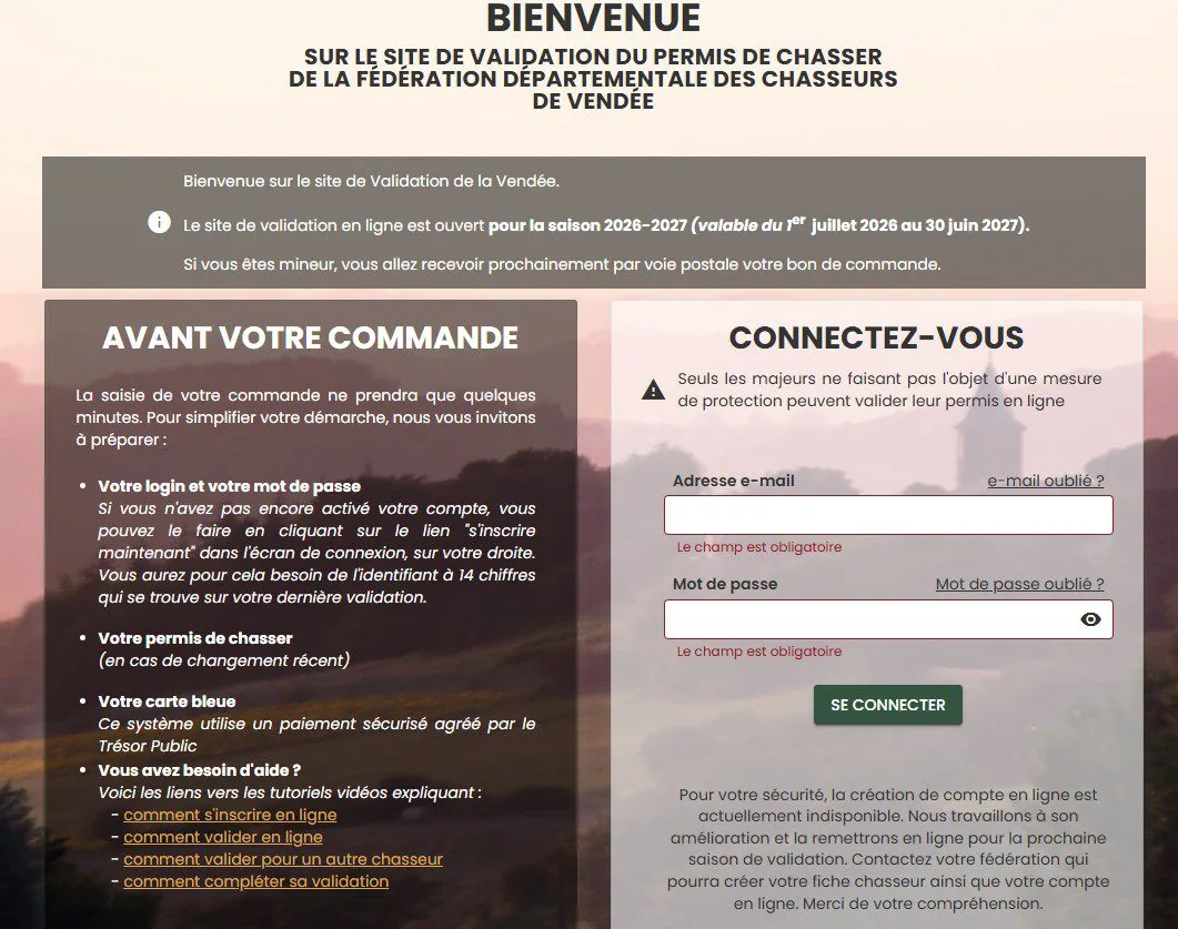 🟢 Ouverture des validations du permis de chasser 2026-2027 🟢