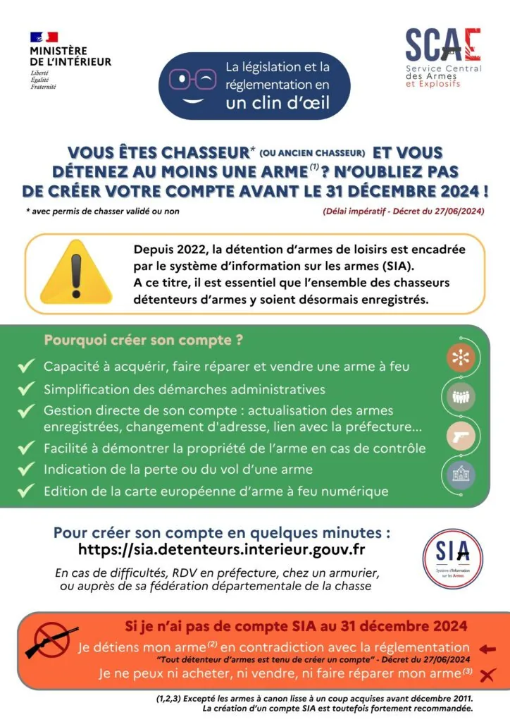 Ouverture des comptes SIA pour les chasseurs